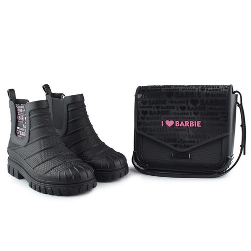 Kit Bota Galocha Infantil Grendene Feminina Barbie Love com Bag 22918