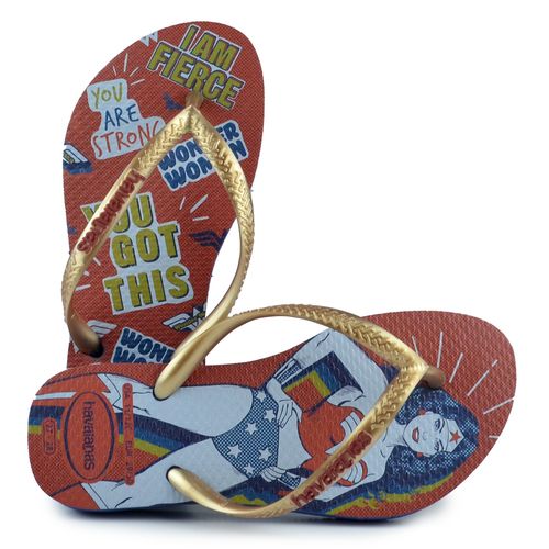 Chinelo Infantil Havaianas Feminino Mulher Maravilha SLIM HEROINAS