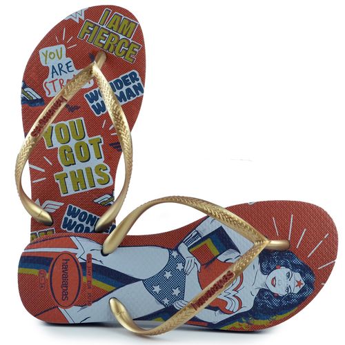 Chinelo Infantil/Juvenil Havaianas Feminino Mulher Maravilha SLIM HEROINAS