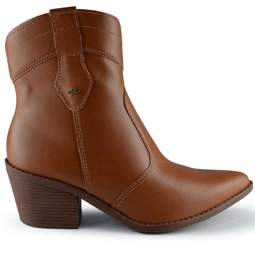 Bota Country Cano Médio Salto Alto Bloco Feminina em Couro DA062