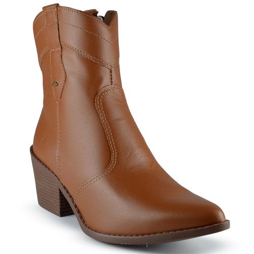 Bota Country Cano Médio Salto Alto Bloco Feminina em Couro DA062