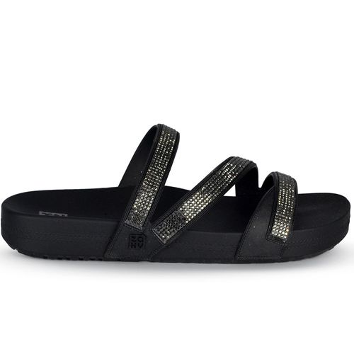 Sandália Slide Zaxy Glow Feminina Strass - Brilho BK 19017