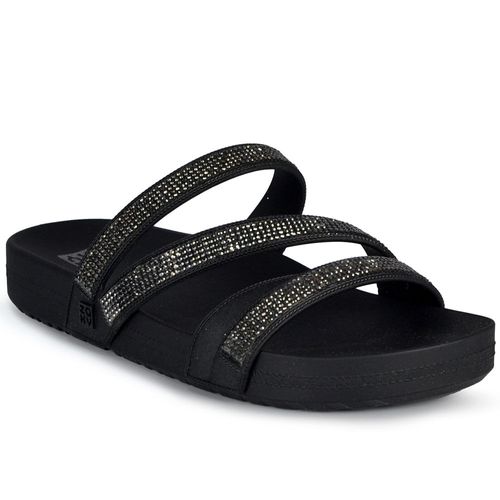 Sandália Slide Zaxy Glow Feminina Strass - Brilho BK 19017