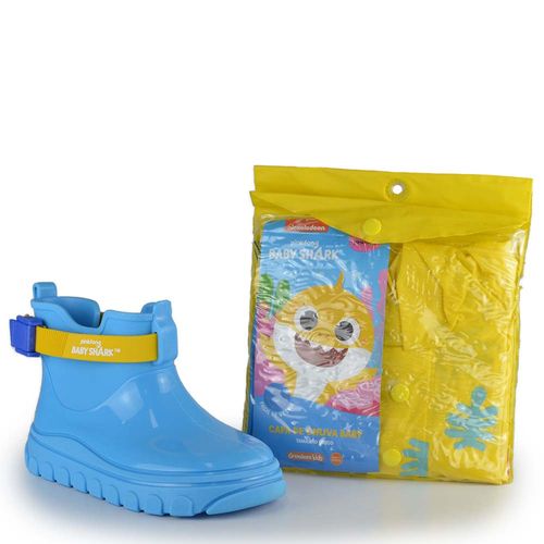 Kit Bota Galocha Infantil Grendene XS Baby Shark com Capa 23068
