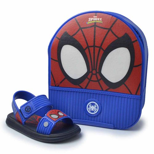 Kit Sandália Papete Infantil Grendene Masculino Spidey Friend com Mochila 23250