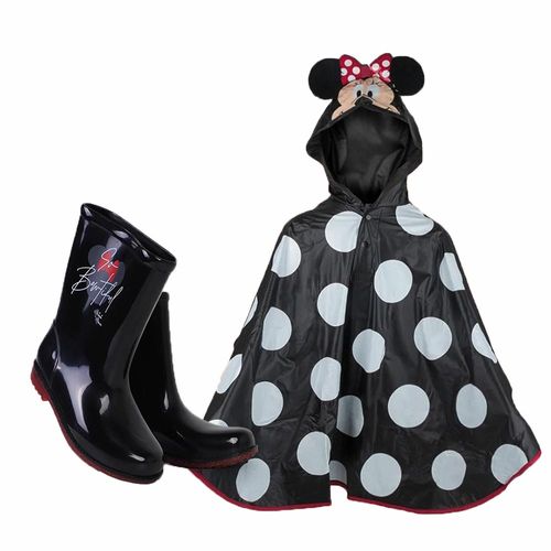 Kit Bota Galocha Infantil Grendene Feminina Minnie com Capa 23083